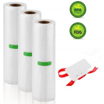 Rollos para Envasadora Sellador de Vacío 3 Rollos 20 x 500cm Bolsas Profesional para la Conservación de Alimentos Protector la Comida para Cocina