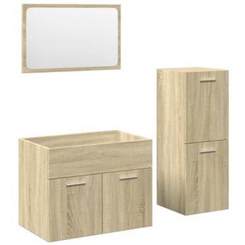 Set de muebles de baño 3 piezas madera contrachapada roble Sonoma