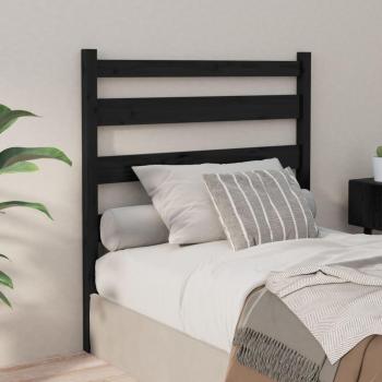 Cabecero para cama negra de madera maciza de pino 96x4x100 cm