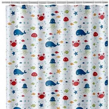 Cortina de baño Infantil Azul de poliéster de 180x200 cm - LOLAhome