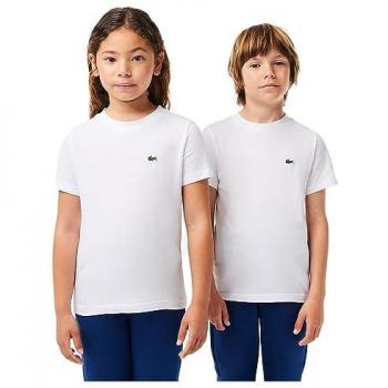 Camiseta Lacoste Cotton Classic manga corta blanca infantil - 6, algodón, diseño clásico, talla 6