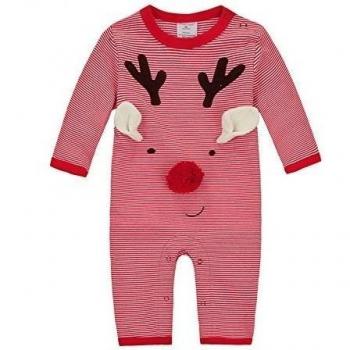 CuteOn 100% Algodš®n Unisex-bebšŠ Manga Larga a rayas Christmas Bodysuit, 12Meses