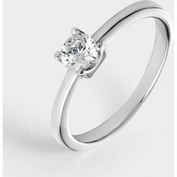 Anillo solitario Easy de plata con circonita blanca de 4,5 mm