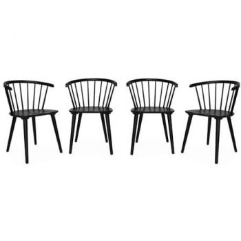 Set de 4 sillas de bar negras de madera y contrachapado Paula, dimensiones 51 x 53 x 75 cm