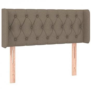 Cabecero Tapizado con Orejas en Tela Gris Taupe 103x16x78/88 cm