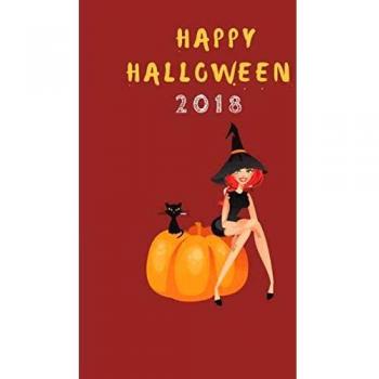 Happy Halloween 2018: A Halloween Note Book Journal Featuring A Black Cat And Red Haired Witch Sat On A Pumpkin