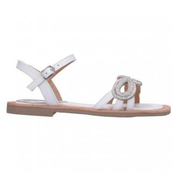 Sandalias Gilda de napa con accesorio de pedrería en color blanco, talla 36, modelo CAFFE'NOIR C1GC4014, material de piel