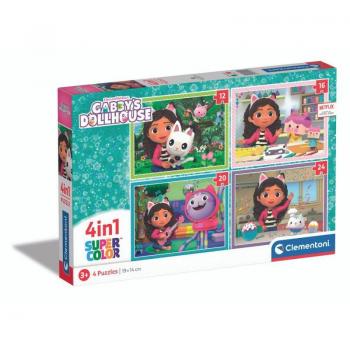 Puzzle infantil 4 en 1: Casa de Muñecas de Gabby