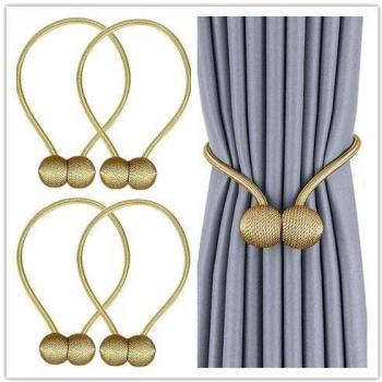 Yicswull Alzapaños magnéticos para cortinas, alzapaños decorativos, para casa, salón, dormitorio, oficina, 4 paquetes