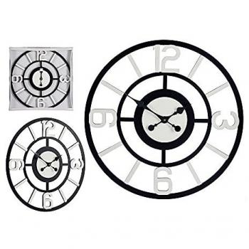 Reloj de Pared Blanco Negro Metal MDF (60 x 3,5 x 60 cm)