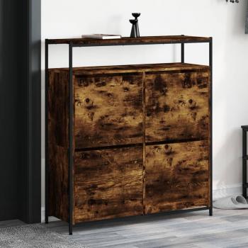 Zapatero con 4 cajones abatibles en roble ahumado, dimensiones 100x34x112 cm