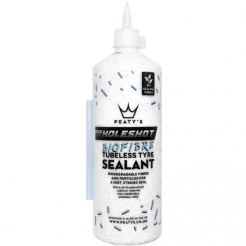 Peaty's Holeshot BioFibre Tubeless Tyre Sealant - 1 Litre, Fast Acting Puncture Repair, Seals up to 6mm holes for MTB, Road and Gravel Bikes, uses Biodegradable Sealing