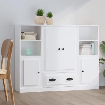 Aparador alto de madera contrachapada blanca multicapa - 3 piezas Vidaxl