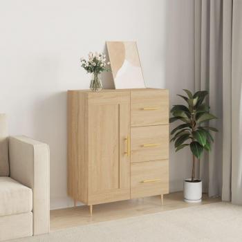 Aparador de madera de ingeniería 69,5x34x90 cm con puertas y cajón, mueble de almacenaje moderno para salón en color roble Sonoma