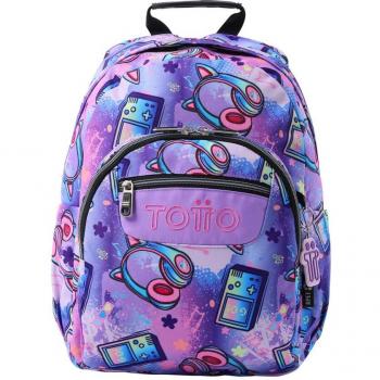 Mochila Totto Gommas escolar pequeña color morado Meowsical