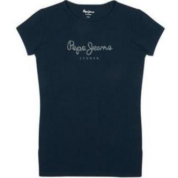 Camiseta Pepe Jeans Hana Glitter Marino de Manga Corta con Logo en Glitter para Niña Modelo PG502924_594