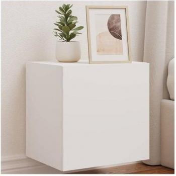 Mueble TV de Pared con Luces LED 2 Piezas Blanco 40,5x35x40 cm