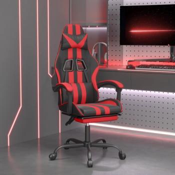Silla de Gaming con Reposapiés Negra y Roja en Similpiel