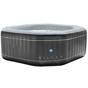 N NETSPA SPA Gonflable Octogonal Silver 5/6 Places Exterior, Negro