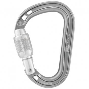 Mosquetón de Pera ultracompacto a Rosca Petzl Rocha (Light Gray) con cierre de seguridad Screw Lock