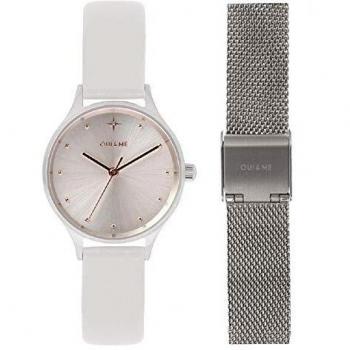 Oui & Me Bichette Water-Resistant 5 ATM Women's Quartz Watch with Silver Dial and Leather Strap