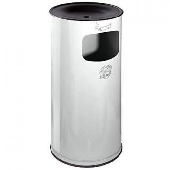 Cenicero Combinado de Seguridad VAR 44L, Acero, H 71 cm, Color Gris Claro