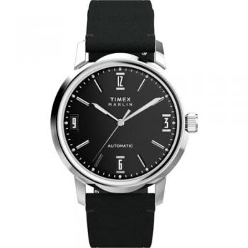 Timex Marlin Automatic Men's Black Leather Watch - One Size