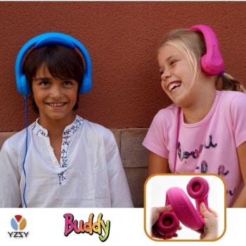 YZSY - Cascos Buddy, Aurículares de Diadema Flexibles para Niños, con volumen Limitado. Compatible con Smartphones, Tablets, Portátiles, Notebooks y Consolas de juego. Rosa