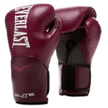 Guantes de boxeo Everlast Elite 2 de cuero artificial rojos de 12 oz, guantes de entrenamiento para hombres y mujeres, cierre de velcro, ventilación para ajuste seguro, ideales para bolsa pesada y entrenamiento de fitness