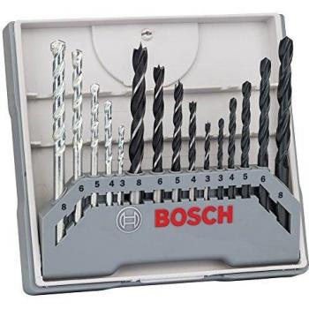 Bosch Professional - Juego de 15 Brocas Multimaterial para Taladro Atornillador (Metal, Madera y Piedra, Ø 3-8 mm)
