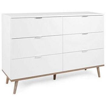 Cómoda 6 Cajones Copenhague Blanco y Eiche Sonoma 120 cm