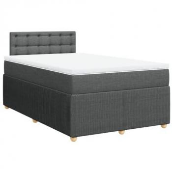 Cama box spring con colchón de muelles gris oscuro 120x200 cm tela