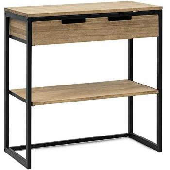 Mueble Multiusos iCub ECO con Cajón Superior y Estante 80x40x80cm Negro en Madera de Pino Maciza Acabado Vintage Estilo Industrial
