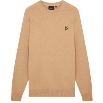 Lyle & Scott Round-neck Knitwear, Male, Brown, Size: S Camel Print Knitwear