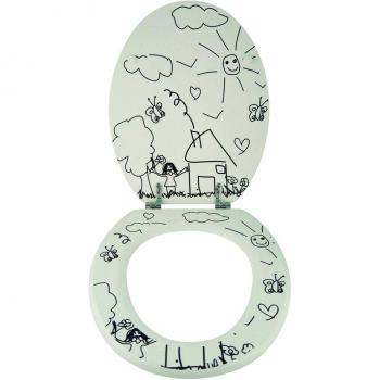 MSV d'Enfants Asiento DE BAÑO MDF Jardin de Infantes-BISAGRAS DE Acero Inoxidable, Dibujo, 42.5x36.5x1.7 cm