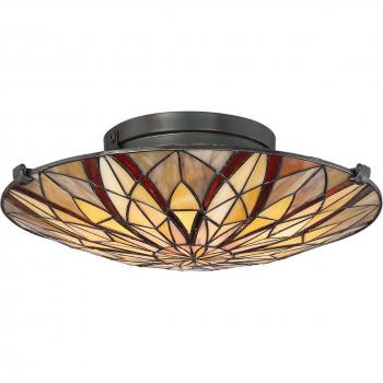 Plafón Victory Valiant Bronce 15 Cm con pantalla en estilo Tiffany, diámetro de 15 cm, acabado bronce, diseño elegante y decorativo