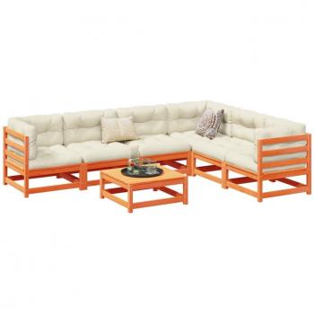 7 Piece Garden Sofa Set with Cushions Wax Brown Solid Pine Wood