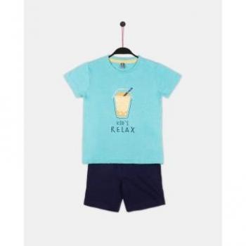 Pijama de Algodón con Estampado Divertido y Manga Corta para Niño