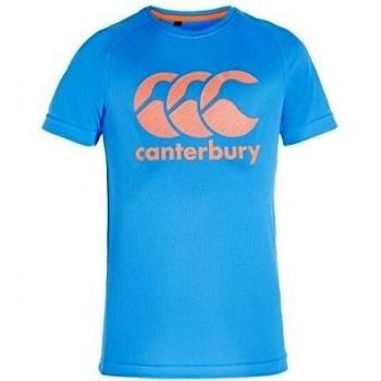Canterbury Boy 's Vapodri Poly camiseta con logotipo - Malibu Blue/White/petardo, talla 14