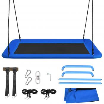 Costway Set Columpio para Niños con Cuerdas Regulables, Estructura de Acero Impermeable, Uso en Interior y Exterior, Dimensiones 150 x 80 cm, Color Azul