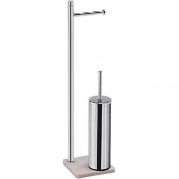 Gedy Trilly Columna De Pie, Acero Inoxidable, Cromo y Beige, 14x14x62.8 cm