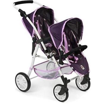 Bayer Chic 2000 691 71 Twinny - Cochecito doble para muñecas de hasta 50 cm, diseño de estrellas, color lila