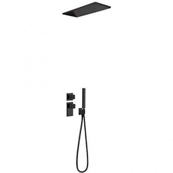 Kit de ducha termostático empotrado Block System Colors, 2 vías, rociador ducha inox a pared, 55 x 16 x 23,4 centímetros, color negro mate