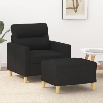 Sillón con reposapiés negro 60 cm en tela