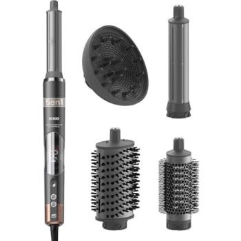 Sogo Estilizador de Pelo 5 en 1 con Motor BLDC - Plancha, Rizadora y Secador Intercambiables con Tecnología Coanda y Accesorios para Peinados Sin Frizz