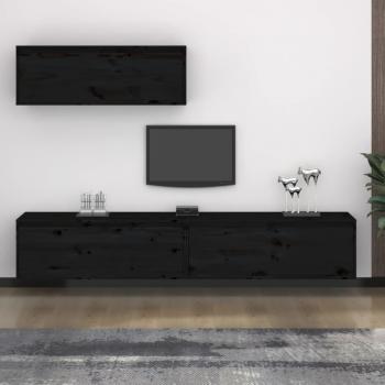 Mueble TV 3 piezas de madera maciza de pino negro