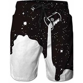 RAISEVERN Hombres 3D Copa Blanco Negro Impreso Holiday Beach Pantalones Cortos Troncos de natación de Secado rápido S-XXL