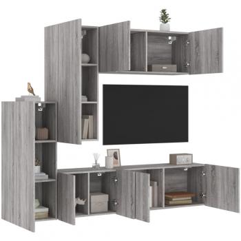 Muebles de TV de pared 5 piezas gris Sonoma madera multicapa