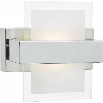 Aplique de pared LED con 1 luz de cromo pulido y vidrio facetado blanco