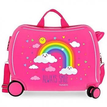 Enso Arcoiris Always Smile Maleta Infantil Rosa 50x39x20 cms Rígida ABS Cierre combinación 38L 2,1Kgs 4 Ruedas Equipaje de Mano